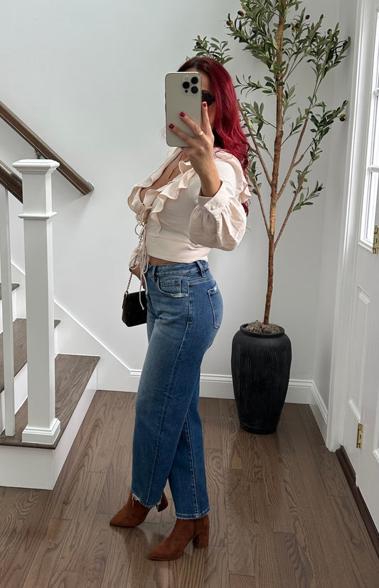 Tummy Control Slim Barrel Jeans