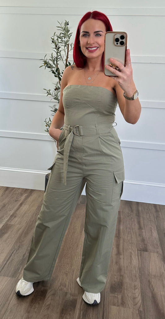 Hazel Strapless cargo Jumpsuit