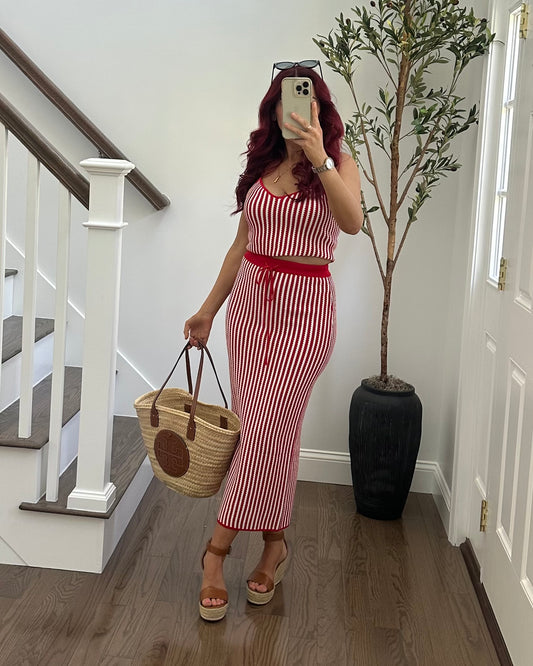 Striped Tank with Matching Sweater Skirt Set