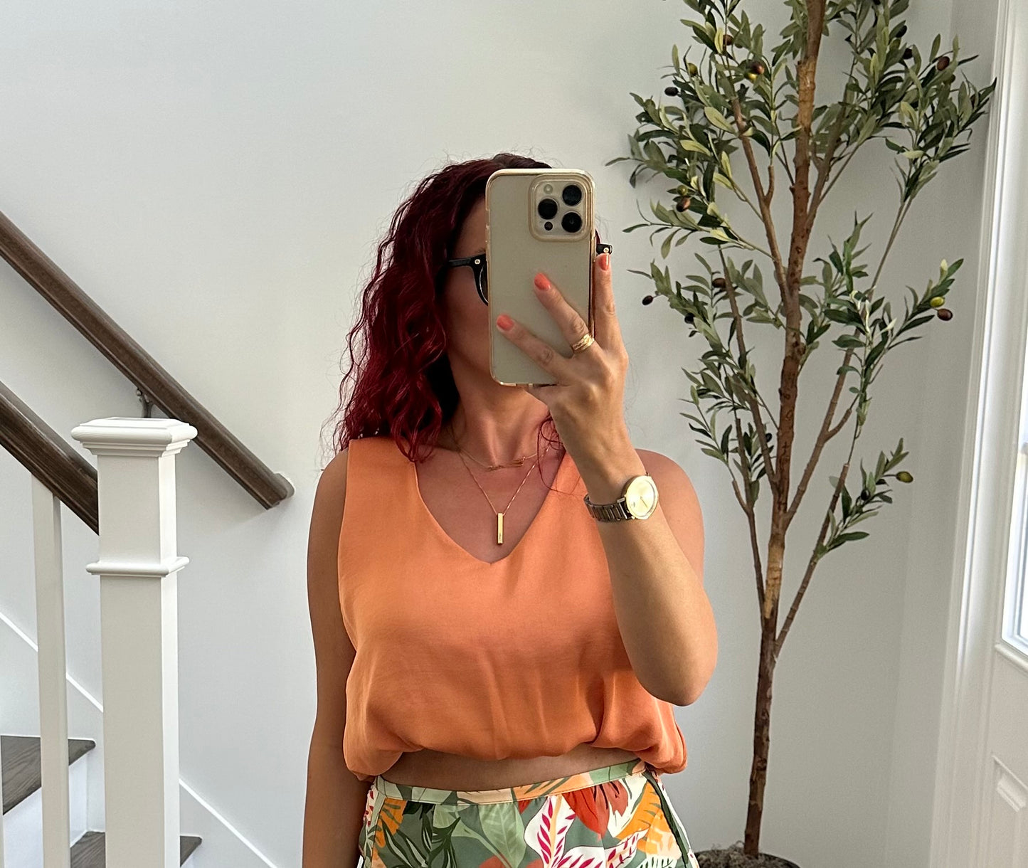 Silk V-neck Crop Top