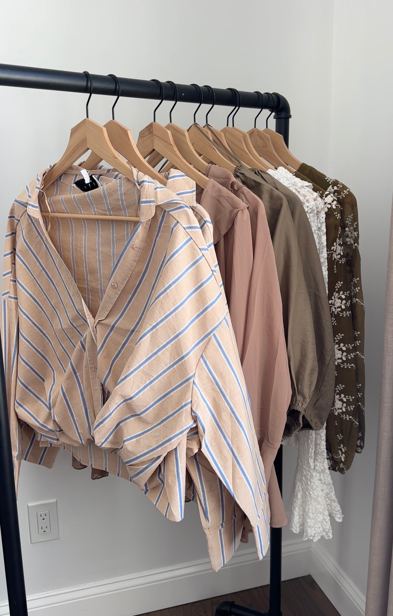 Striped twist button down top