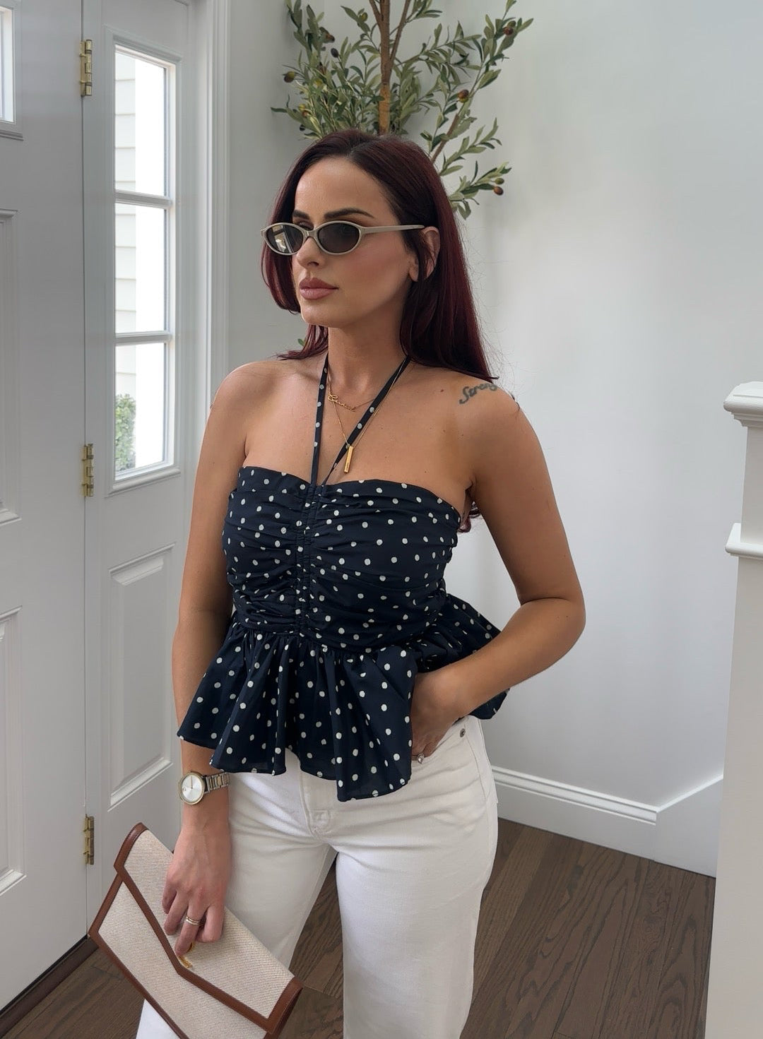 Polka Dot Peplum Top