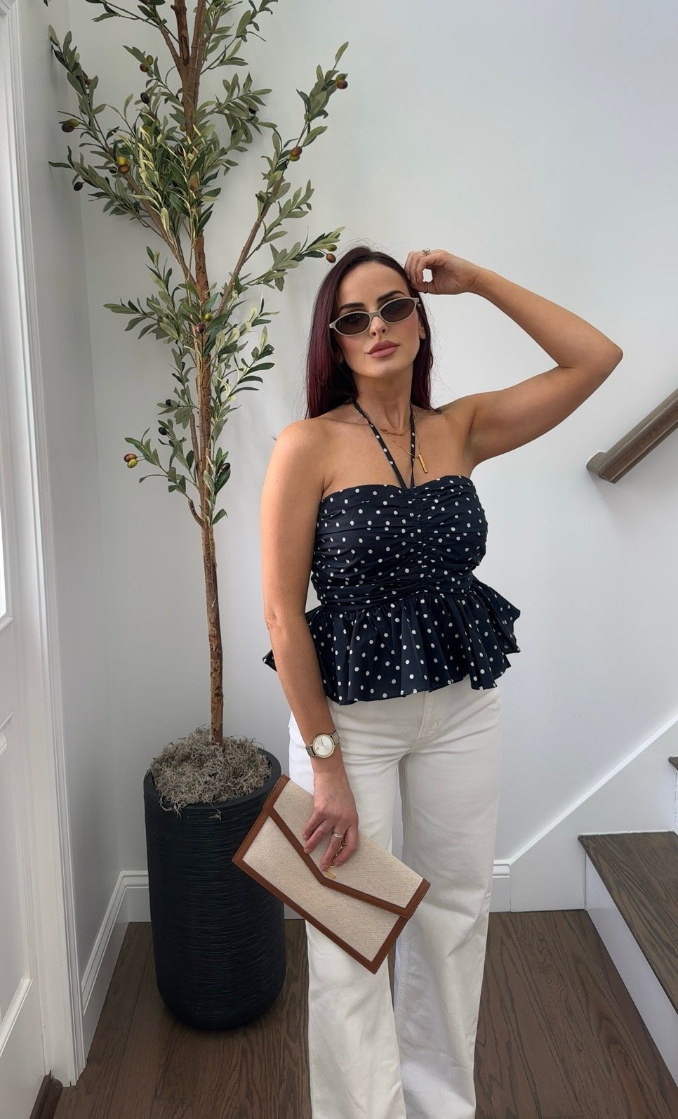 Polka Dot Peplum Top