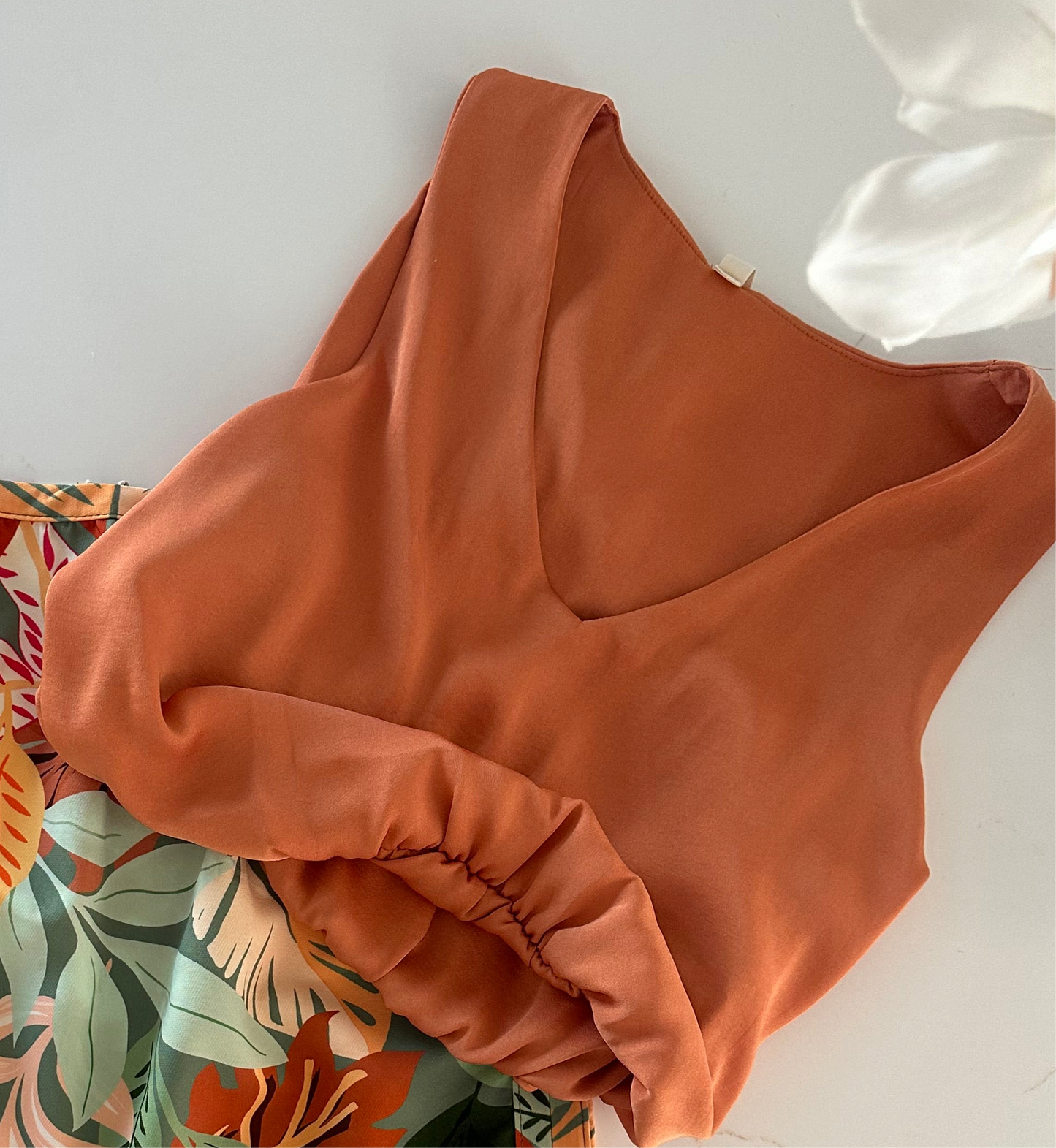 Silk V-neck Crop Top