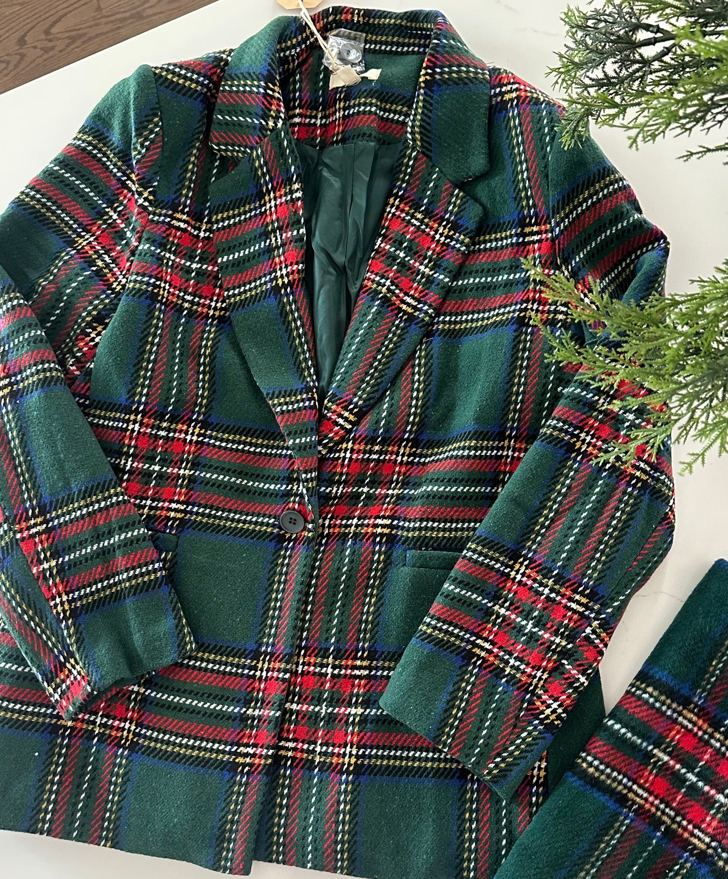 Green Plaid Blazer