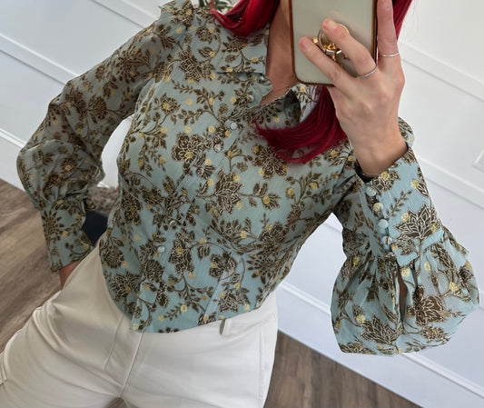 Luna Sage Floral Top