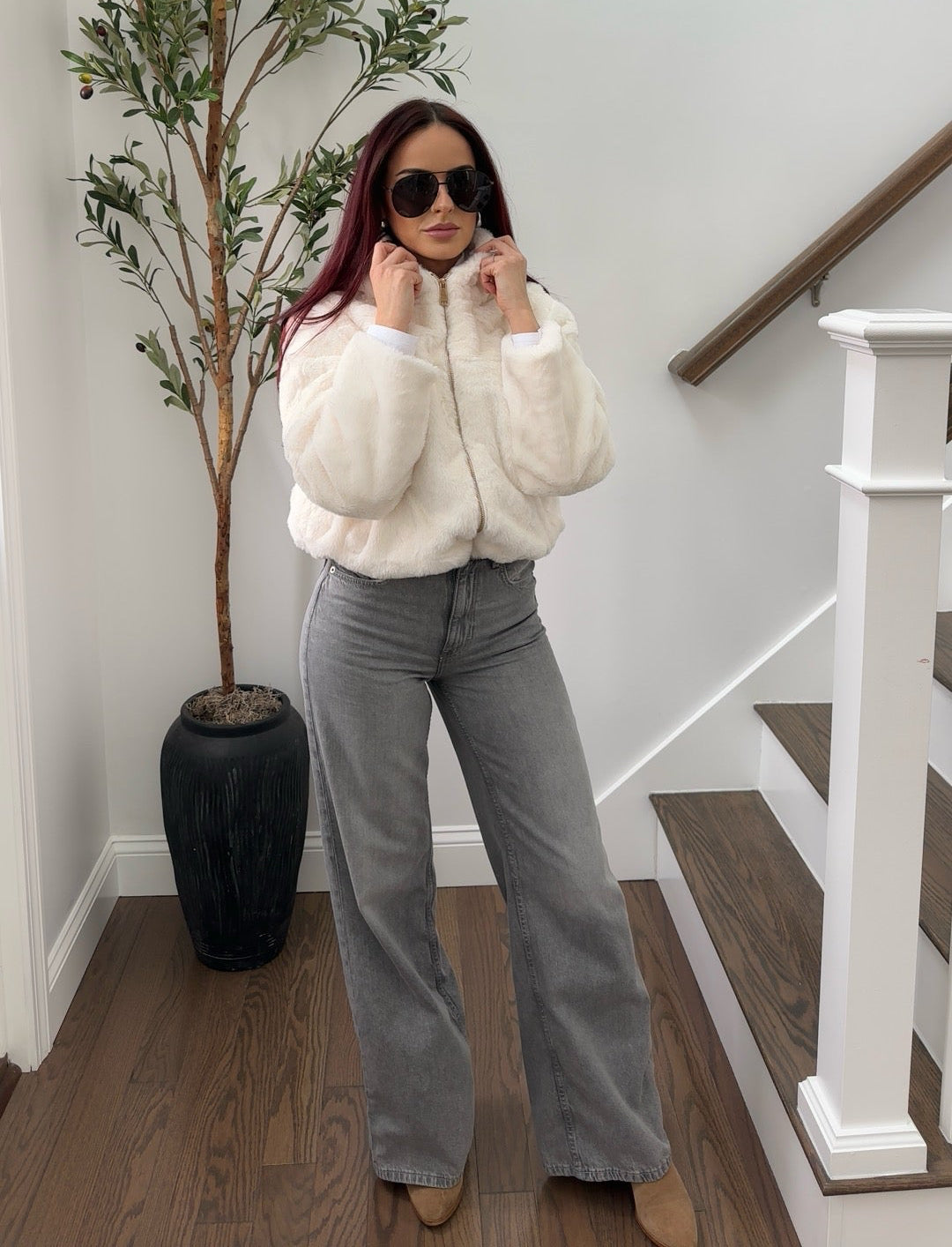 Ivory Faux Fur Jacket