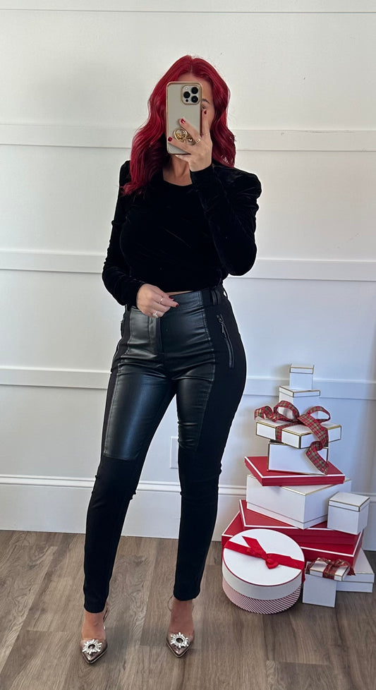 Angelina Faux leather combo stretch pants