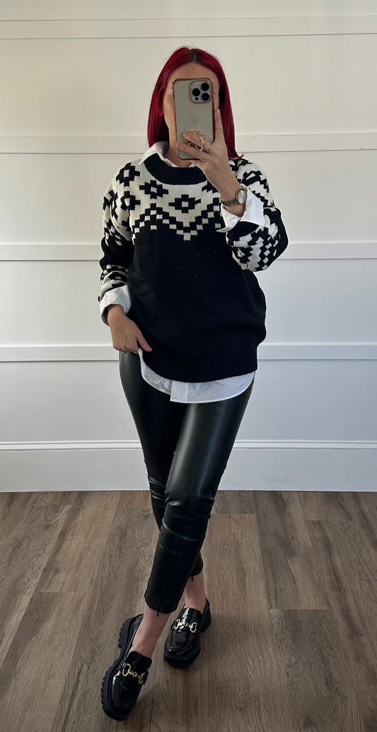 Amelia oversized long sleeve pattern sweater