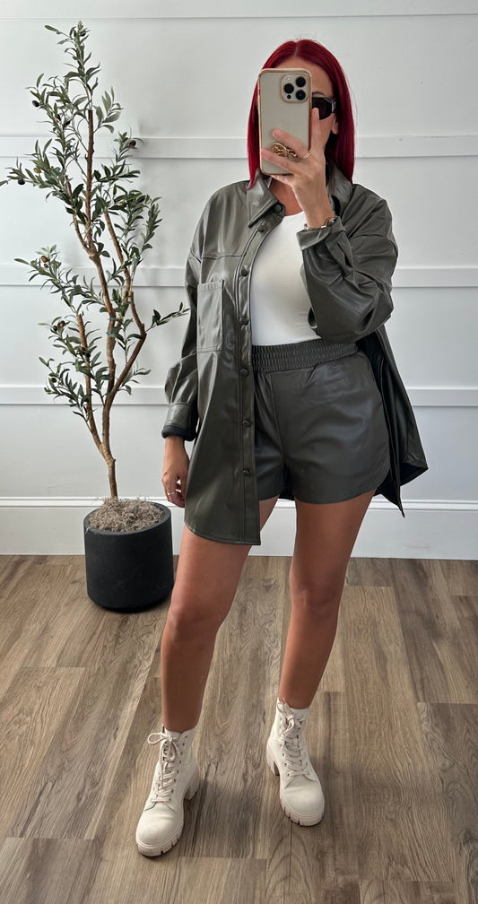 Oversized Pleather Button Down