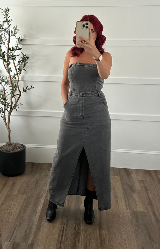 Sue Tube Denim Midi Dress