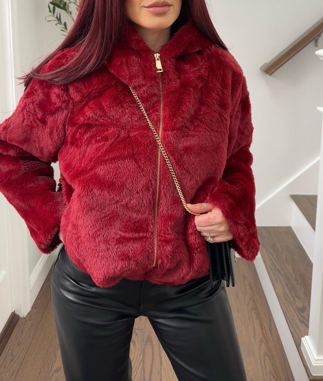 Faux Fur Zip Up Jacket