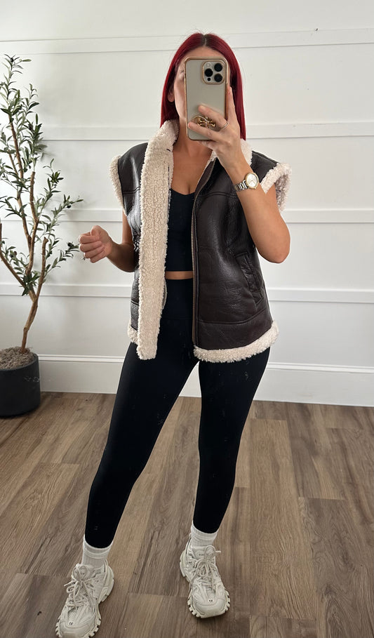 Brandi Sherpa Pleather Vest