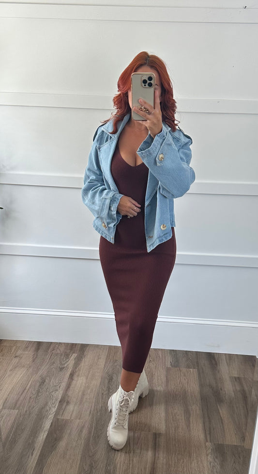 Julie Denim Cropped Trench Jacket