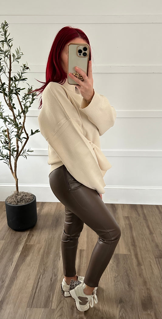 Candance Espresso Faux Leather Pants