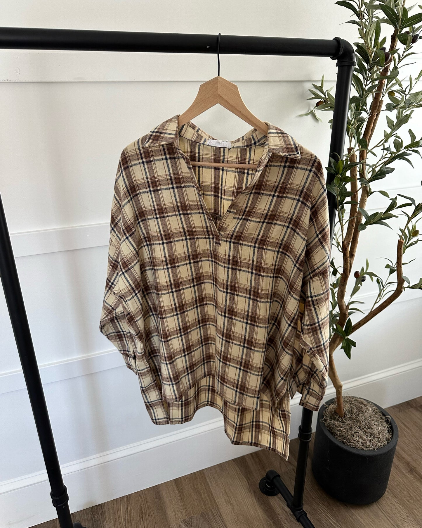 Giselle Oat Plaid Pullover Top