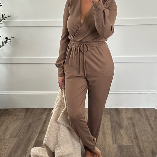 Tan Marta Tie Waist Jumpsuit