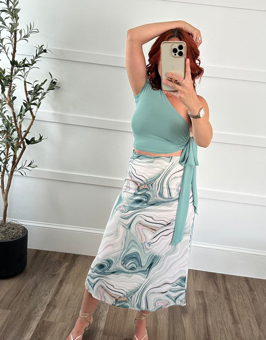 Megan Marble Satin Skirt