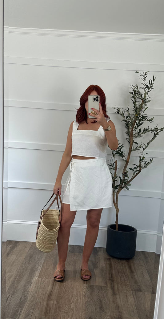 WRAP LINEN MINI SKIRT