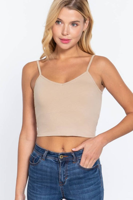 Fitted Removable Bra Cup Crop Cami